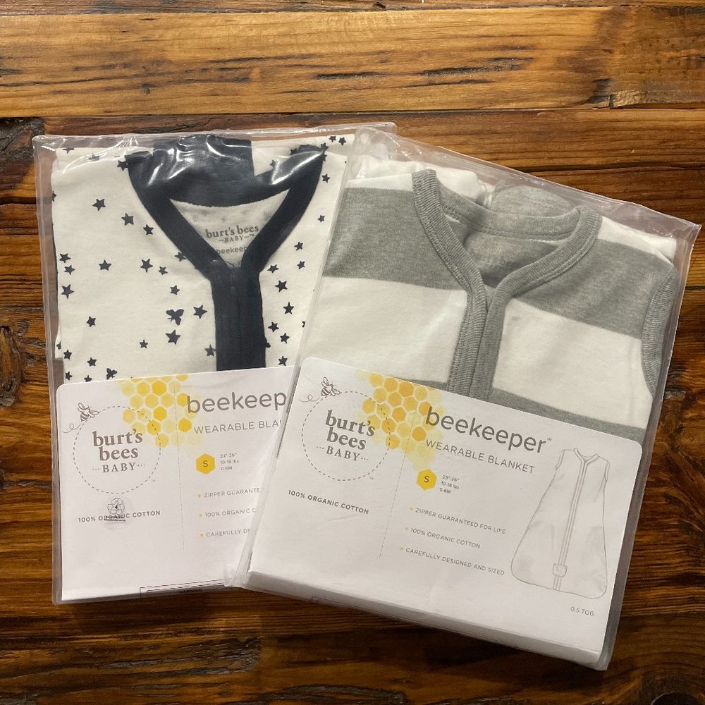 NWT TWO Burt's Bees Baby Organic Wearable Blanket Sz Small *FREE SHIPPING*